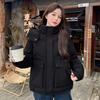 Womens Loose Short Hooded Cotton Coat 2026 Fall Winter Solid Color Casual Jacket With Pockets