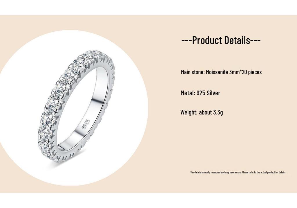 18K Gold-Plated 925 Sterling Silver Moissanite Band Ring for Women