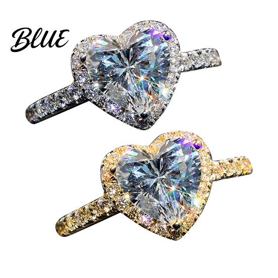 Rhinestone Band Ring Cubic Zirconia Heart Rhinestones Women Sparkling Elegant