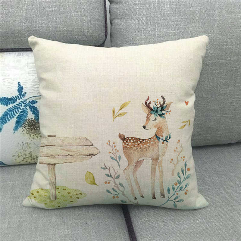 Cute Farm Christmas Animals Digital Printing Short Plush Pillow Covers For Car Sofa Office Cushion Cover Home Goods
