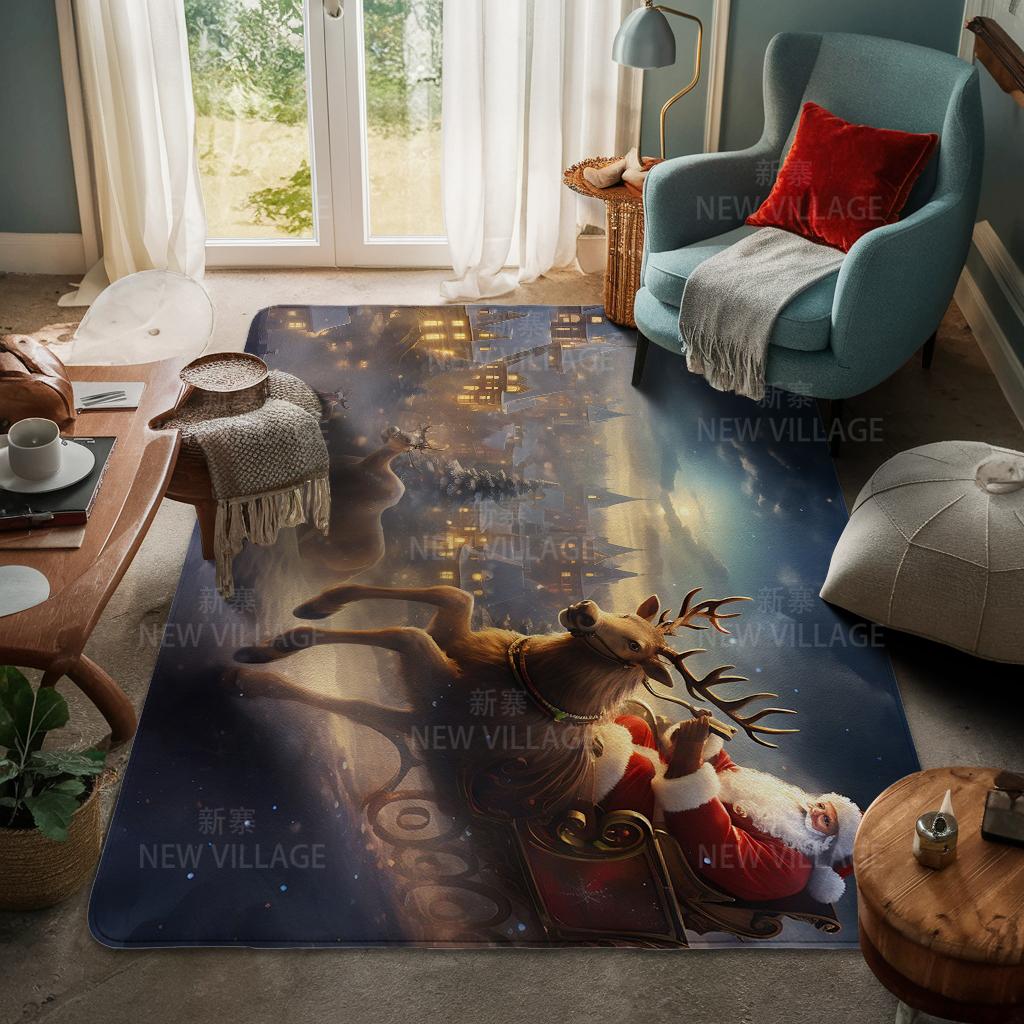 House Entrance Carpet Home Door Mat Living Room Bath Foot Bathroom Non-slip Water Absorption Rugs Bath Merry Christmas Winter