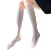 Japanese Lolita Lace Knee High Socks Womens Sweet Love Heart Striped Jacquard Patterned Stockings Hollow Out Sheer Mesh Kawaii