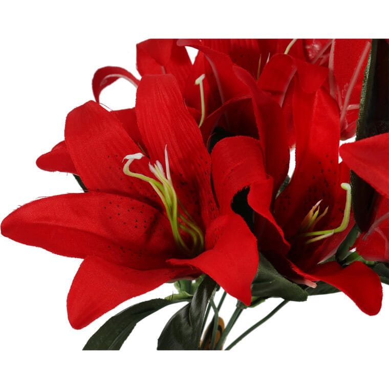 Strauß mit 10 roten künstlichen Lilien - Höhe 44 CM
