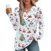 Women's Fashion Casual V-neck Pleated Christmas Long Sleeve Top