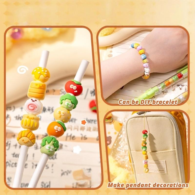 2/4Pcs Cartoon Beaded Gel Pen Retractable Gel Pen 0.5mm Tip Studewnt Writing Pen Quick Drying for Writing Journaling