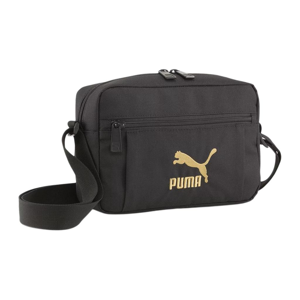 New PUMA Nylon Shoulder Bag, Crossbody Bag Regular Unisex Black Gold 090572-01
