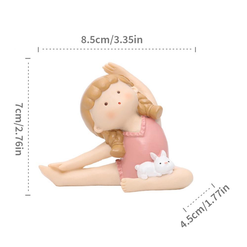 Multicolor Resin Sculpture Little Yoga Girl Home Decorative Ornaments Figurines Miniature Crafts Gifts Car Console Decoration