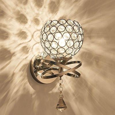 Modern Minimalist LED Crystal Wall Lamp - Energy-Saving Warm Lighting for Bedroom & Living Room