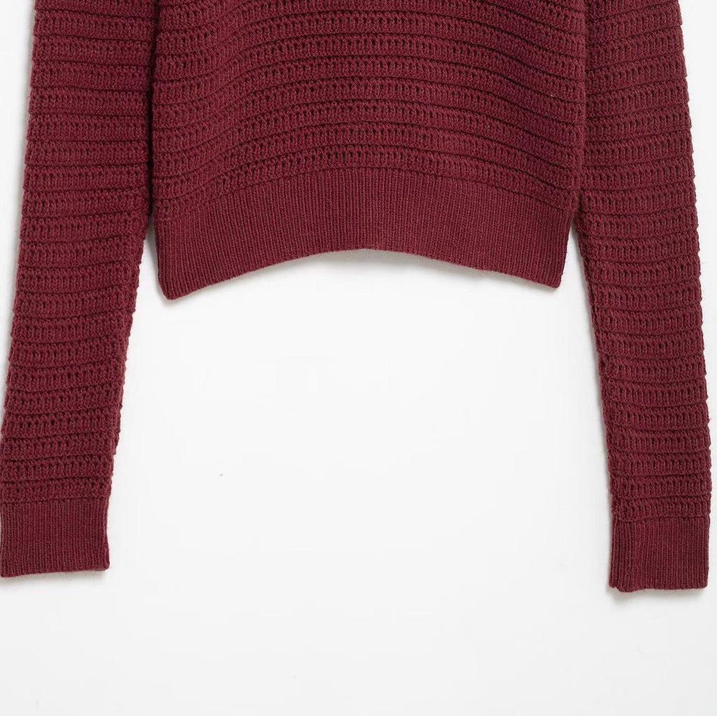 Women's Solid Color Long Sleeve Textured Knit Round Neck Single-breasted Cardigan Sweater