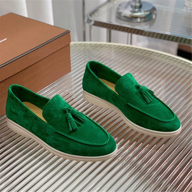 Pantofi retro Femei din piele de înaltă calitate Pantofi cu toc joasă ciucuri Moda Mocasini comozi Pantofi plati