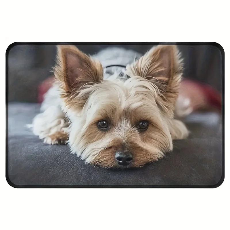 1pc mignon Mini Yorkshire tapis Terrier paillasson salle de bain Rectangle doux cuisine maison couloir anti-dérapant tapis de sol porte tapi