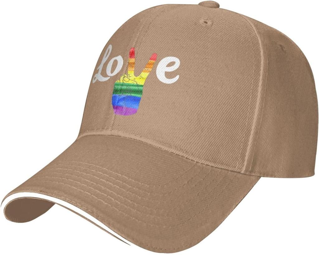 LGBT Pride Love Rainbow Peace Sign Baseball Cap Adjustable Polyester Casual Adult Hat