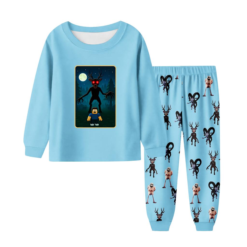 Dětský módní oblek Sukně Kulatý výstřih Top s dlouhým rukávem Kalhoty