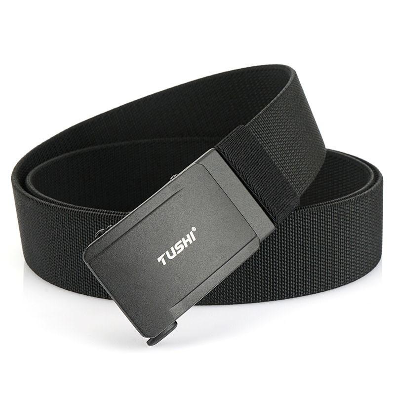3.8CM Youth Automatic Buckle Business Casual Belt Men s Elastic Nylon 120cm чёрный