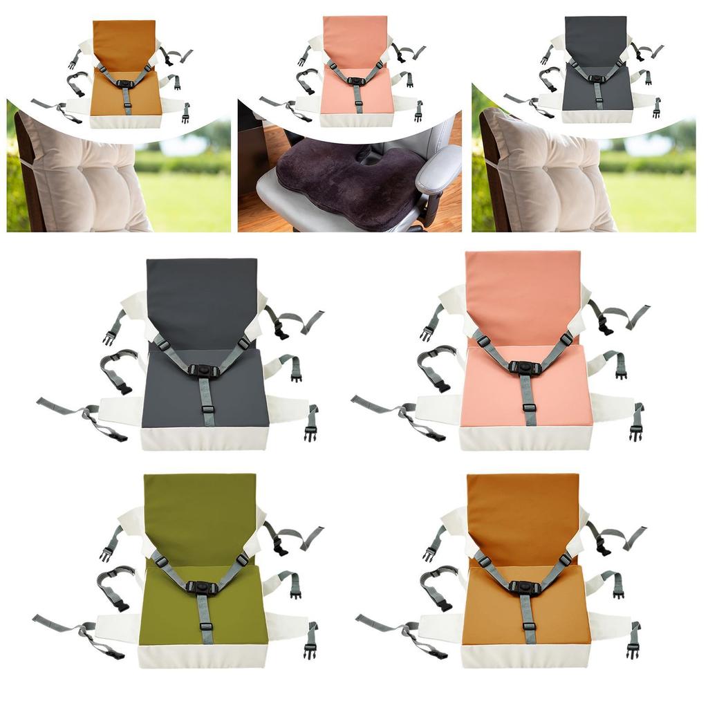Kids Booster Seat Cushion Adjustable Seat Belts Soft High Chair Seat Cushion for Dining Room Traveling Home Use Indoor Outdoor