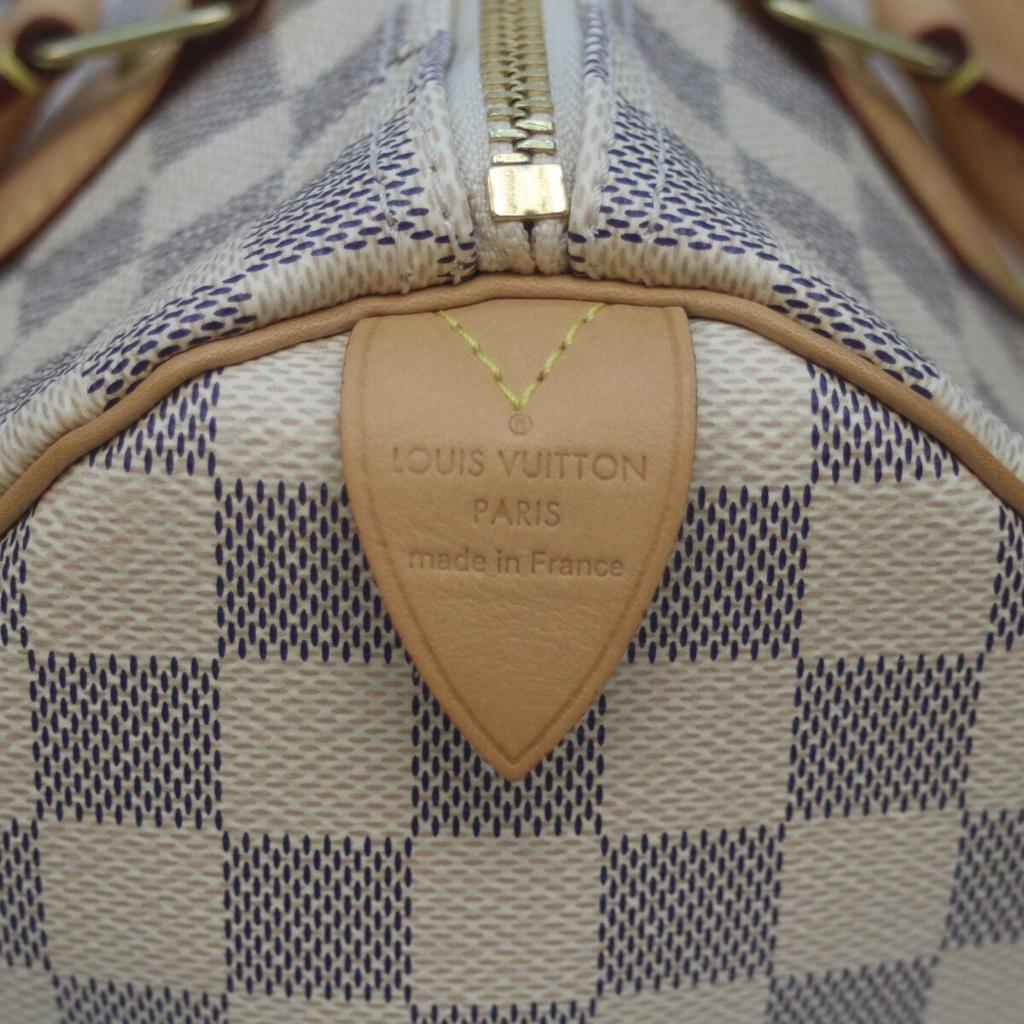 LOUIS VUITTON 2015 N41534 Damier Azur Speedy 25 Boston bag IvoryUsed