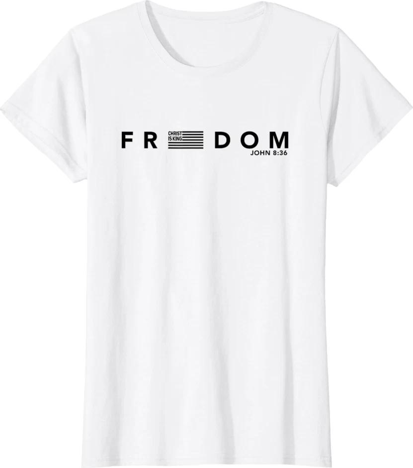 Christ is King USA flag tee, faith freedom patriotic shirt, ladies crewneck M