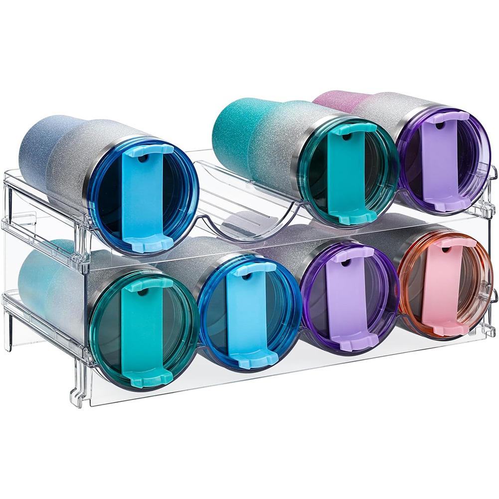 

Water Bottle Organizer for Cabinet, Stackable Water Bottle Storage Rack, 2&3 Tier Water Bottle Holder for Kitchen Pantry