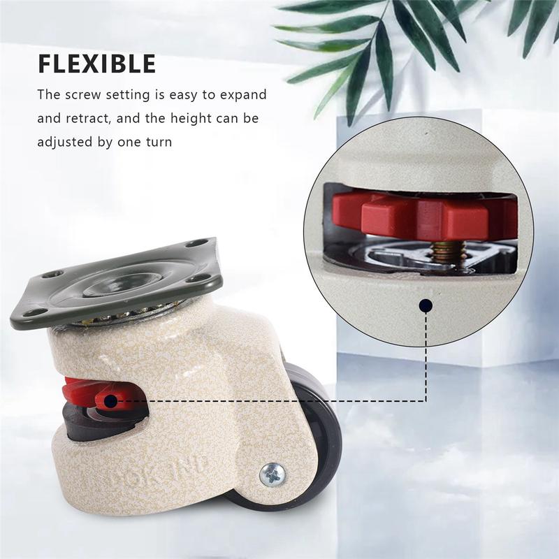 4Pcs Retractable Leveling Casters Industrial Machine Swivel Caster Castor Wheel for Office Chair Trolley 220lbs Capacity GD-40F