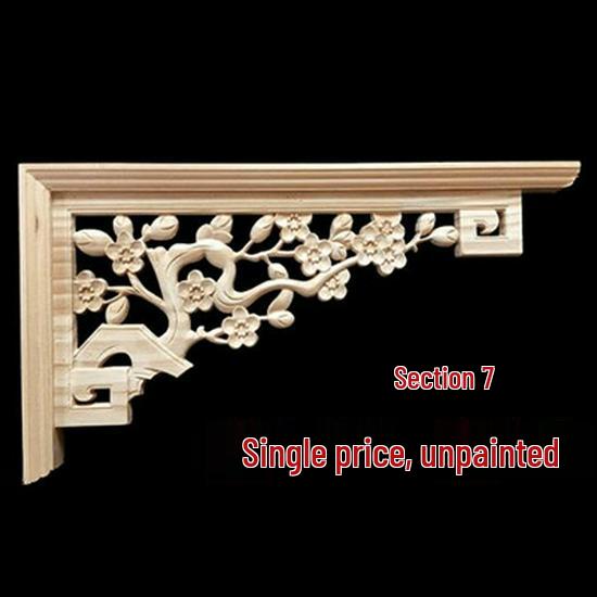 Double-Sided Carved Solid Wood Lintel: New Chinese Antique Corner Decoration for Background Walls