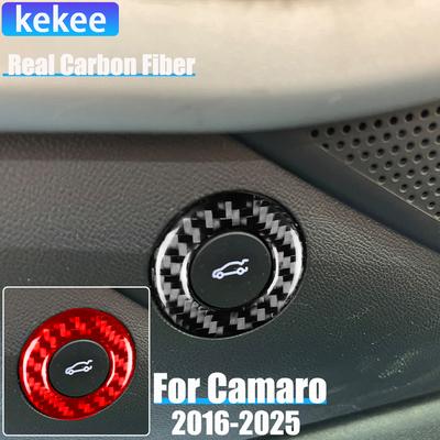 Real Carbon Fiber Car Accessories Trunk Switch Ring Decorative Trim Cover Soft Sticker For Chevrolet Camaro 6th Gen 2016-2025