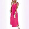 BITCED Fashion Summer Spring Solid Color Print Sleeveless V-Neck  Casual Dresses