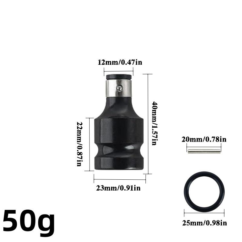 Telescopic Electric Wrench with 1/2 To 1/4 Drill Chuck, Hex Socket, Spring Sleeve & Quick-Release, Large Head, 60mm