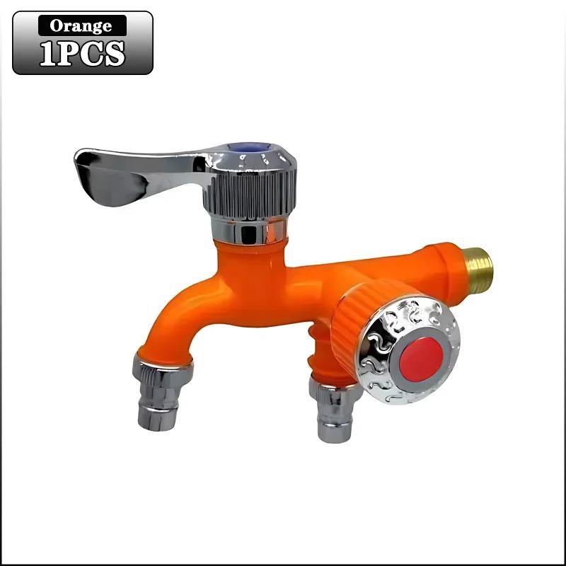 Toilet Faucet Double Outlet Double Control 2-in-1 Faucet Home Bathroom Hose Irrigation Accessory Plastic Connector