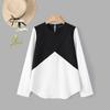 ZANZEA Women Casual Round Neck Long Sleeve Loose Patchwork Blouse