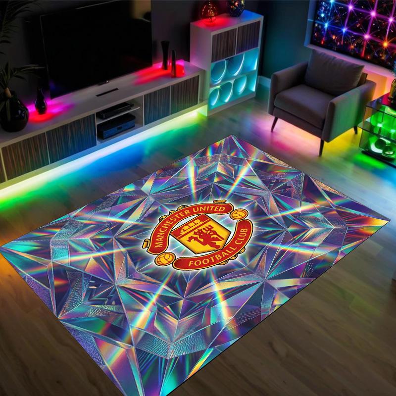 Manchester United Design Crystal Velvet Carpet Cozy Non?Slip Printed Rug For Bedroom Living Room Entrance