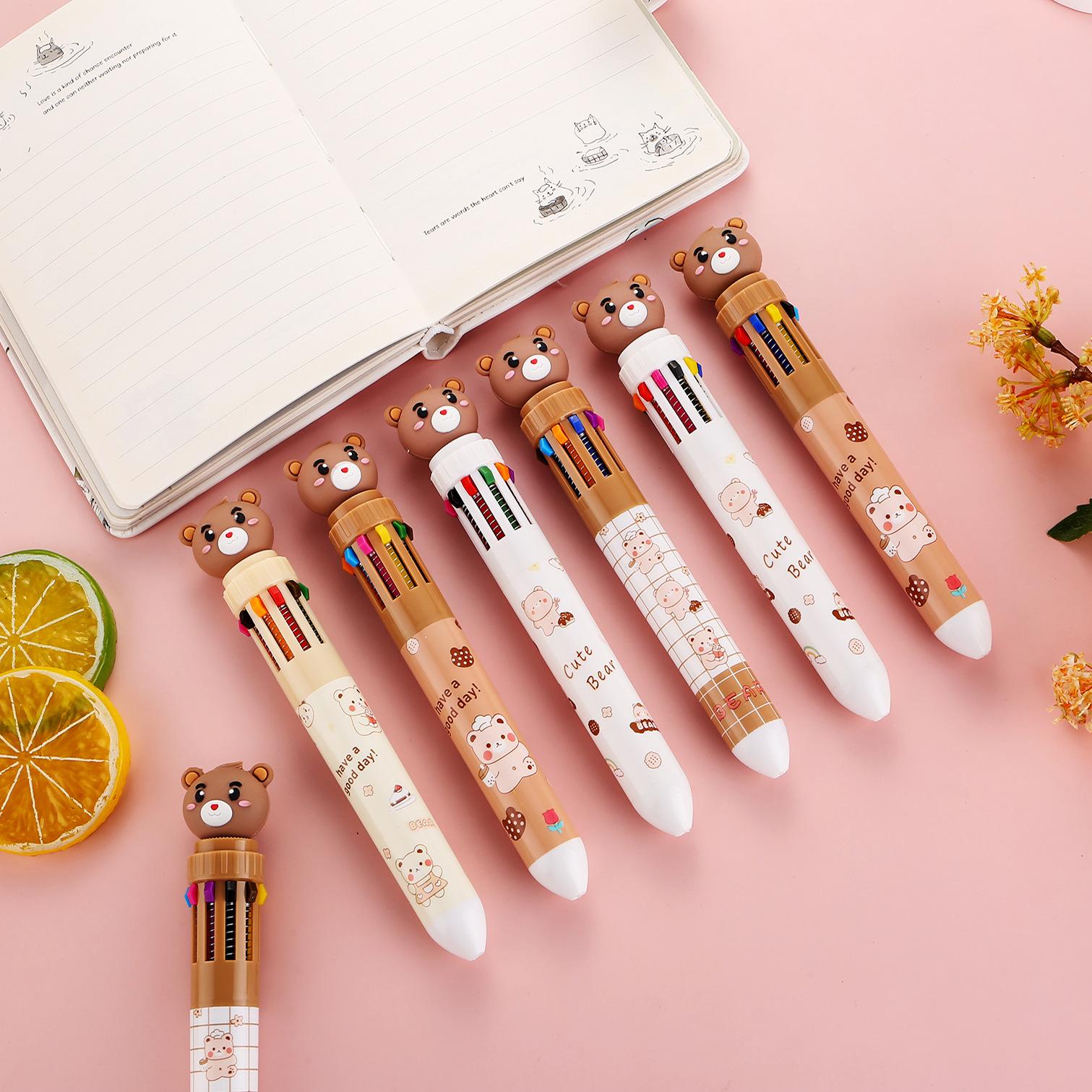 

1 Pc Little Bear Ten Color Ballpoint Pen Fluent Writing Suitable for Office Work, Brushing Questions, Signing Writing, Diaries, Notes, Student Class Random style1Pc