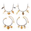 European-American Geometric Woven Rope Jewelry Set: Natural Stone Bracelet & Necklace