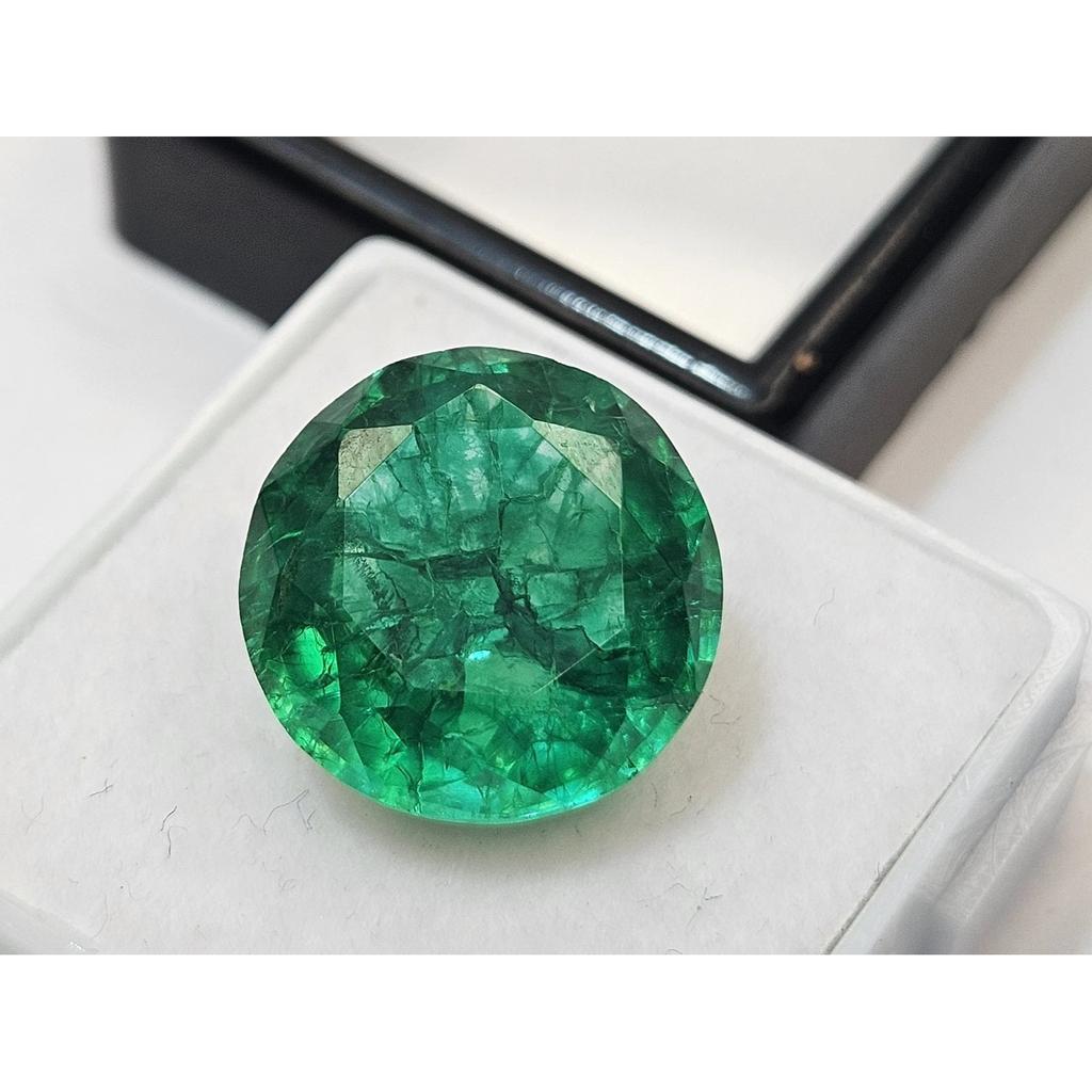 9-10 Ct Emerald Green Colombian Round Cut Stunning Certified Loose Gemstone