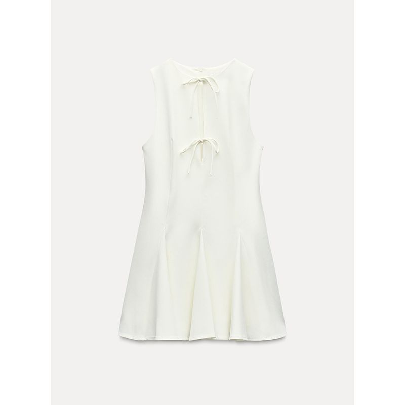 Za2025 Spring New Women's Clothing Waist-Tight Slim Looking Wavy Style Wide Hem Bowknot Decoration Short Dress 4661316