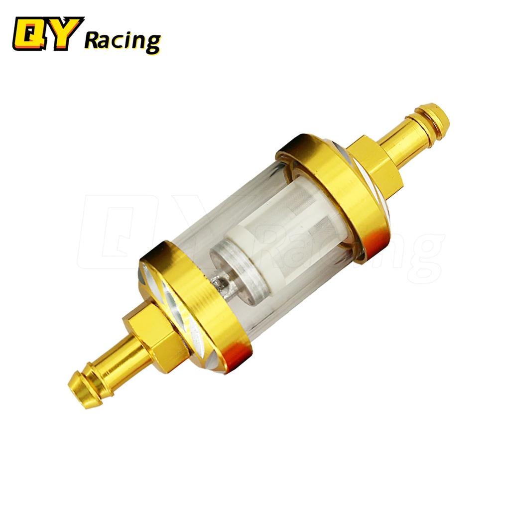 8mm CNC Aluminum Alloy Glass Motorcycle Gas Fuel Gasoline Oil Filter Moto Accessories For ATV Dirt Pit Bike Motocross