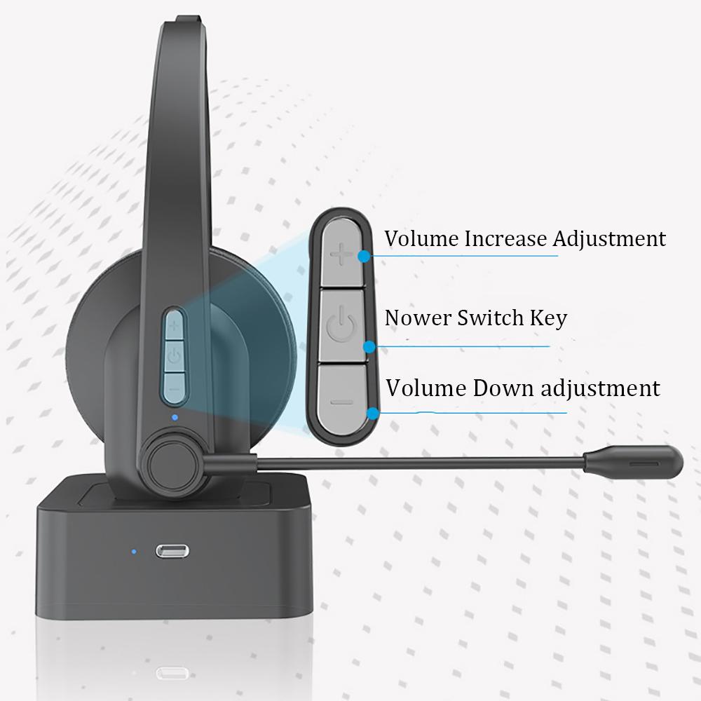 1 Pcs For PC Telephone Bluetooth 5.0 Wireless Headset With Noise Cancelling Mic