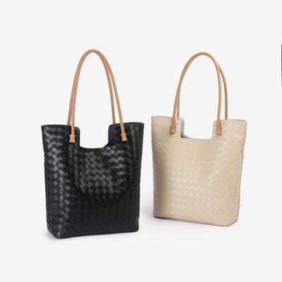 Skulderveske Dame i Kuskinn Skulder Dame Mote Enkel Praktisk Mykt Skinn Presset Vevd Mønster Mykt Skinn Handlenett