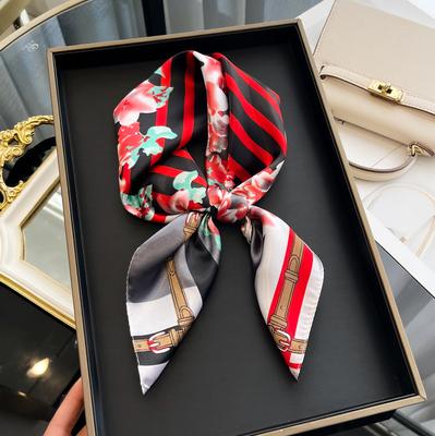 Designer Women Silk Scarf Pattern Neck Hair Band Foulard 60Cm Square Head Tie Print Scarves Lady Foulard Head Band