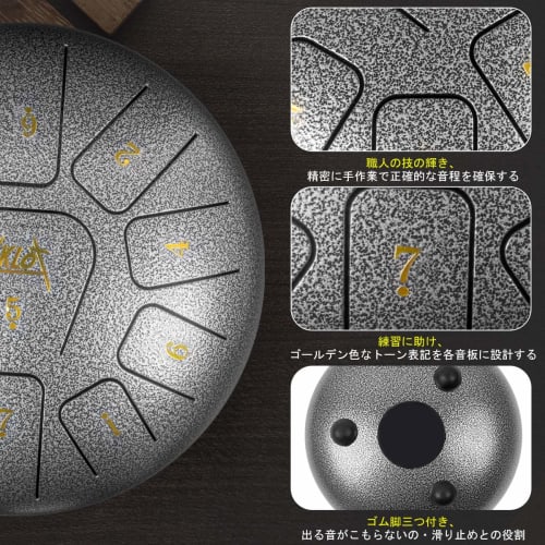 AKLOT Slit Drum, C Major Tongue Drum, 10-inch, 11-note Percussion Instrument, Steel Construction, with Storage Bag, Ideal for Meditation, Yoga, Healin