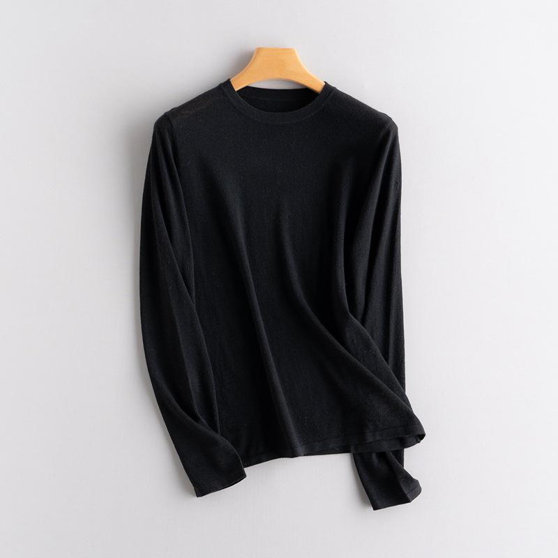 2025 Autumn Women's 80-Count Fine-Spun 100% Cashmere Crew Neck Knit Long Sleeve Base Layer