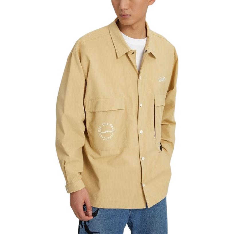 Vans Outdoor Casual Letter Logo Embroidered Button-Down Multi-Pocket Work Jacket Men jackets Brown VN0002GWYUU