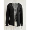 Fall Winter Women's Solid Color Ribbed Knit Cardigan Coat Simple Casual Long Sleeve Outerwear Top for Cross-border Export
