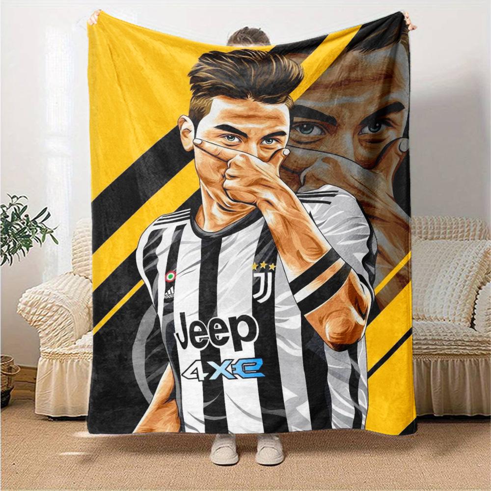 Juventus Soccer Player Art Portrait Print Flannel Blanket Soft Warm Throw Blanket Football Fan Sofa Bed Home Decor