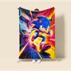 Cartoon Blanket Sonic Flannel Blanket Soft and Warm for Living Room Bedroom Car Camping Throw Blanket Full Size