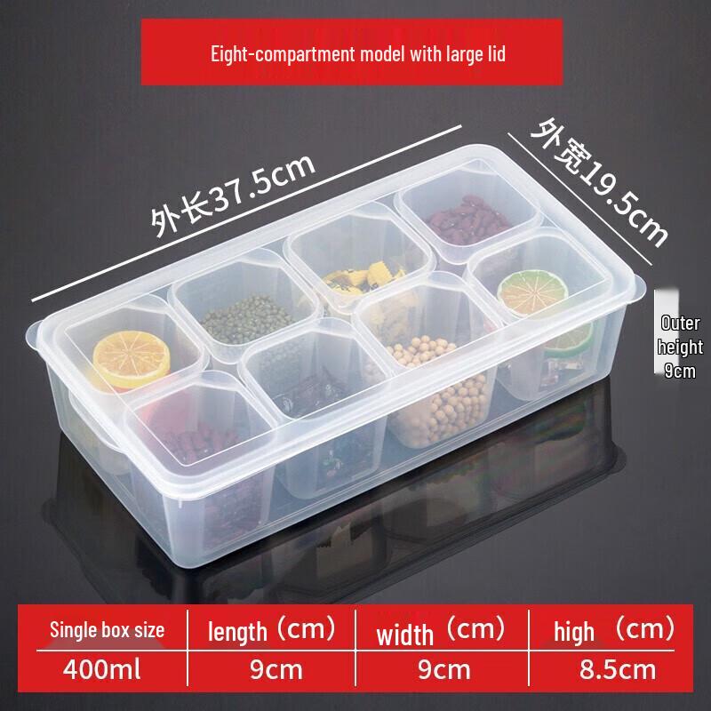 Huihuang 8-Compartment Rectangular Plastic Food Storage Container