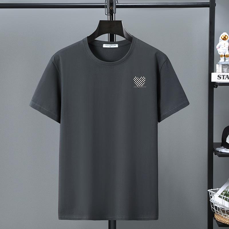 

Футболка больших размеров 12XL, мужская хлопковая повседневная футболка с коротким рукавом и круглым вырезом, дышащая удобная посадка 4XL темно-серого