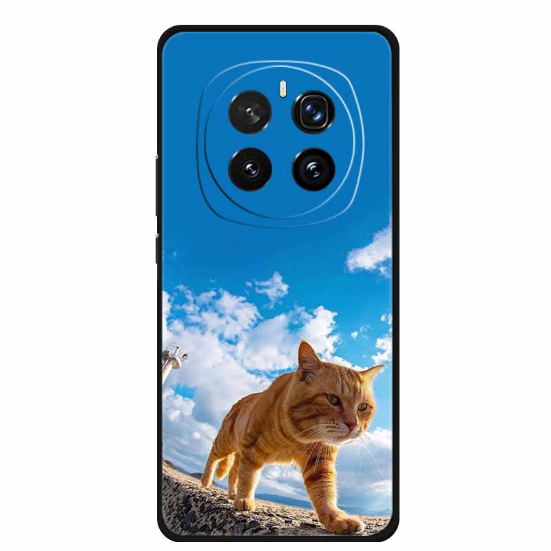 For Honor Magic 7 Case 7Pro Painted Cat Colorful Soft Edge Silicone Black Bumper For Honor Magic7 Pro Back Cover Magic7 5G Para