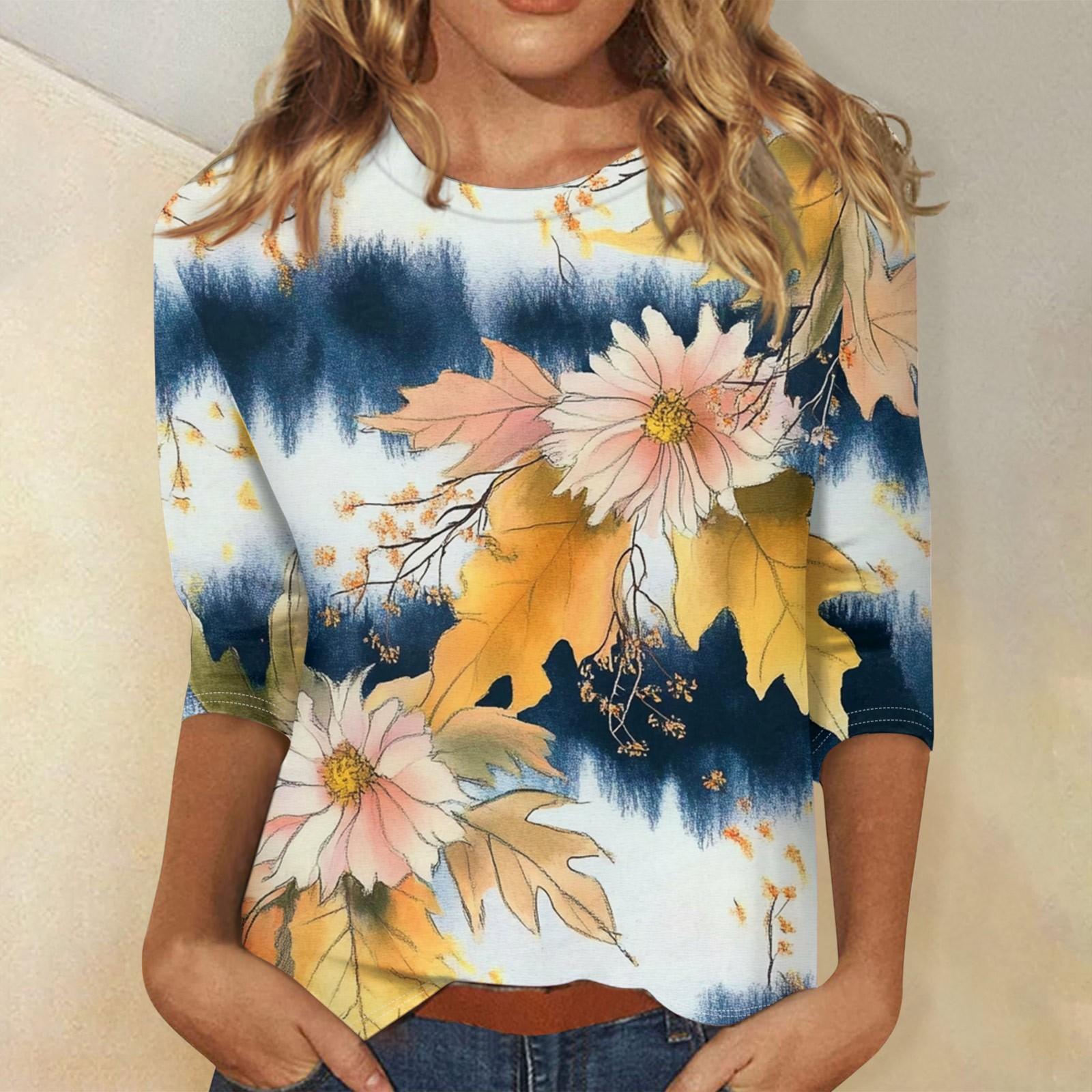 

Женская модная повседневная свободная футболка с круглым вырезом и рукавами 3/4 с принтом, женский топ XL белый