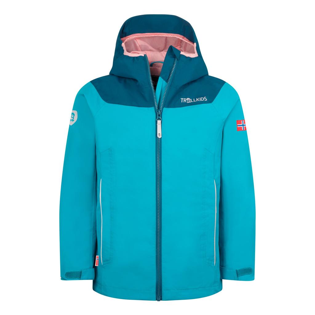 Kurtka Trollkids Bergen Waterproof mgła akwamarynowa/niebieski portowy/brzoskwinia mellow (611-137)