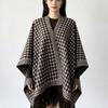 Trendy Imitation Cashmere Houndstooth Plaid Cape Scarf with Tassels for Autumn/Winter